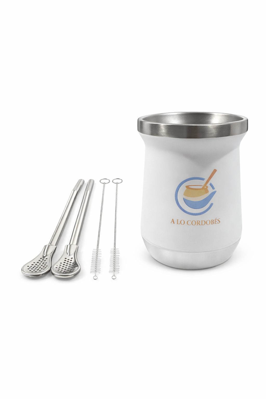 ALC MATE Stainless Steel Mate Cup 280ml – Double Wall Insulated Yerba Mate Gourd with Bombilla – Hot & Cold – Premium Argentine Mate Cup