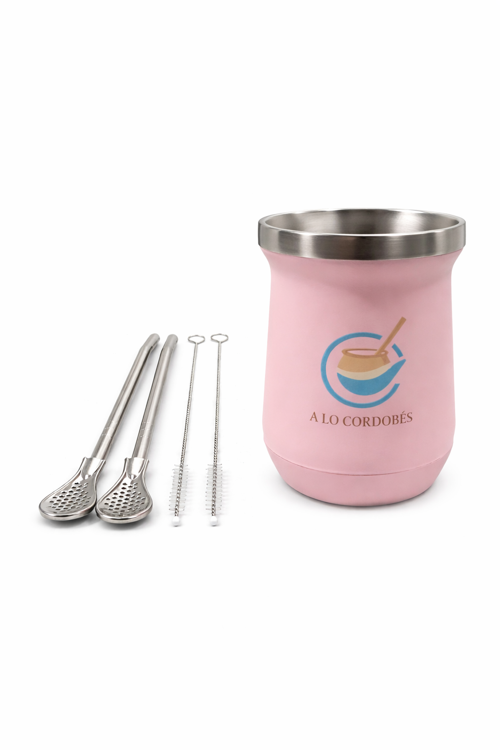 ALC MATE Stainless Steel Mate Cup 280ml – Double Wall Insulated Yerba Mate Gourd with Bombilla – Hot & Cold – Premium Argentine Mate Cup